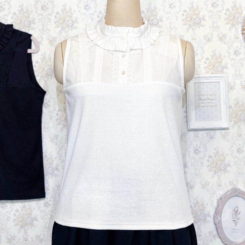 MARIA OTONASHI COLLAB FRILL STAND-COLLAR INNER TOP MAJORETTY