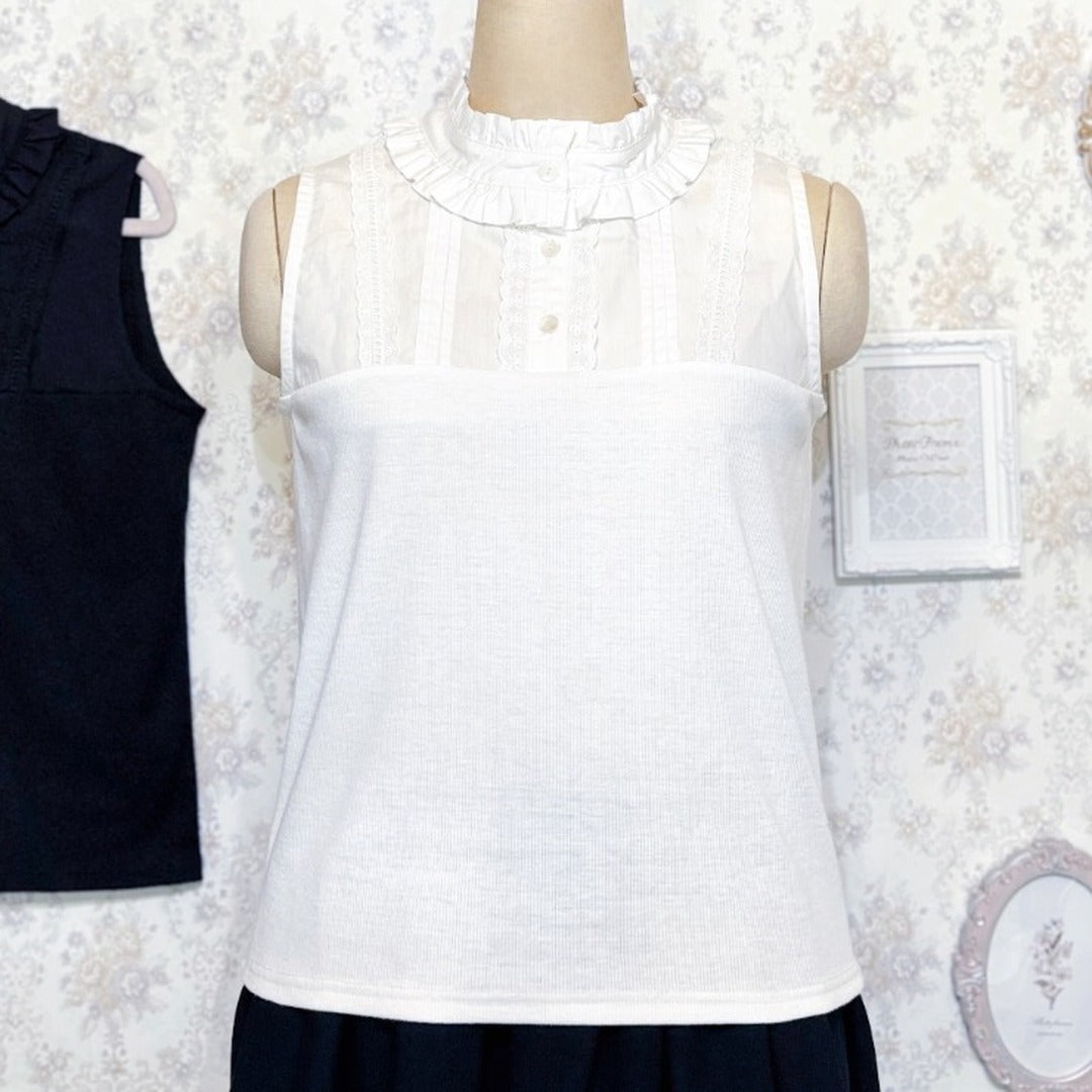MARIA OTONASHI COLLAB FRILL STAND-COLLAR INNER TOP MAJORETTY