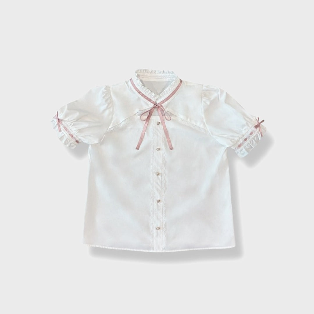 KOKONE AMAKI COLLAB PUFF-SLEEVE LACE BLOUSE MAJORETTY