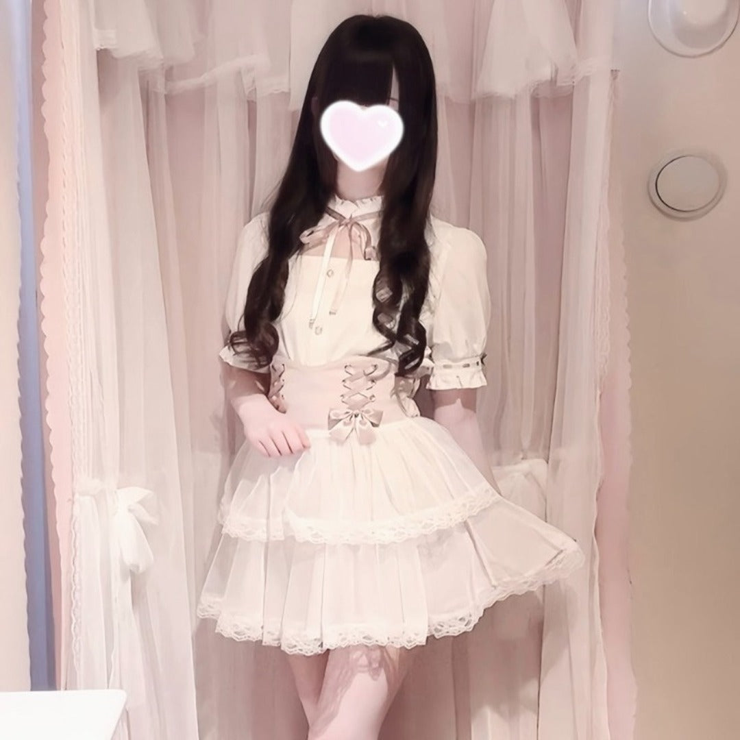 KOKONE AMAKI COLLAB PUFF-SLEEVE LACE BLOUSE MAJORETTY