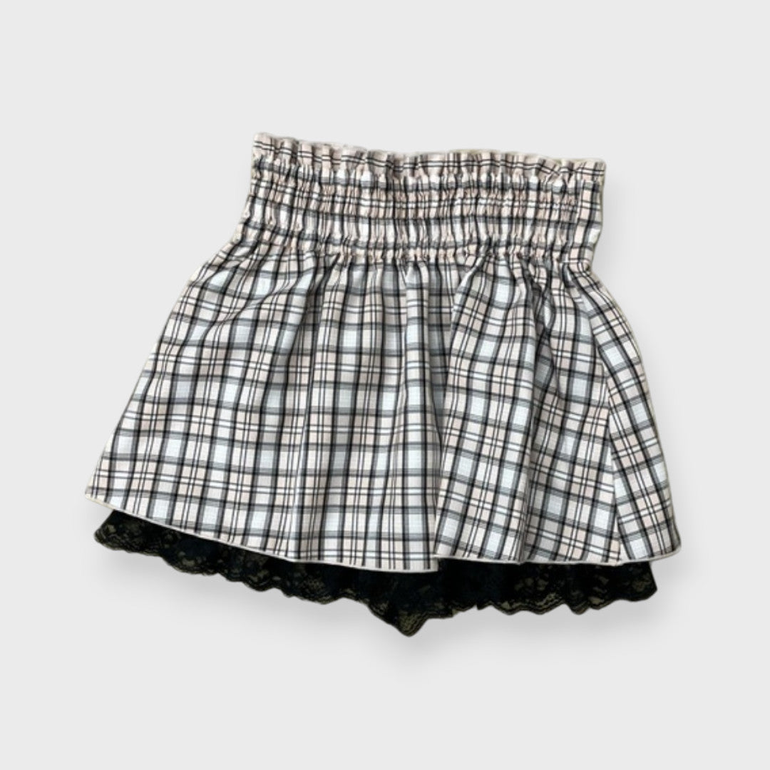 MajorettyxPifuwa chan PINK CHECK GIRLY MINI SKIRT(S-LL)