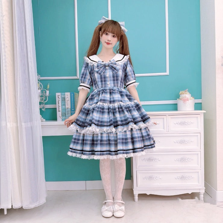 MajorettyxMayuron san BLUE SAILOR COLLAR TIERED MINI DRESS