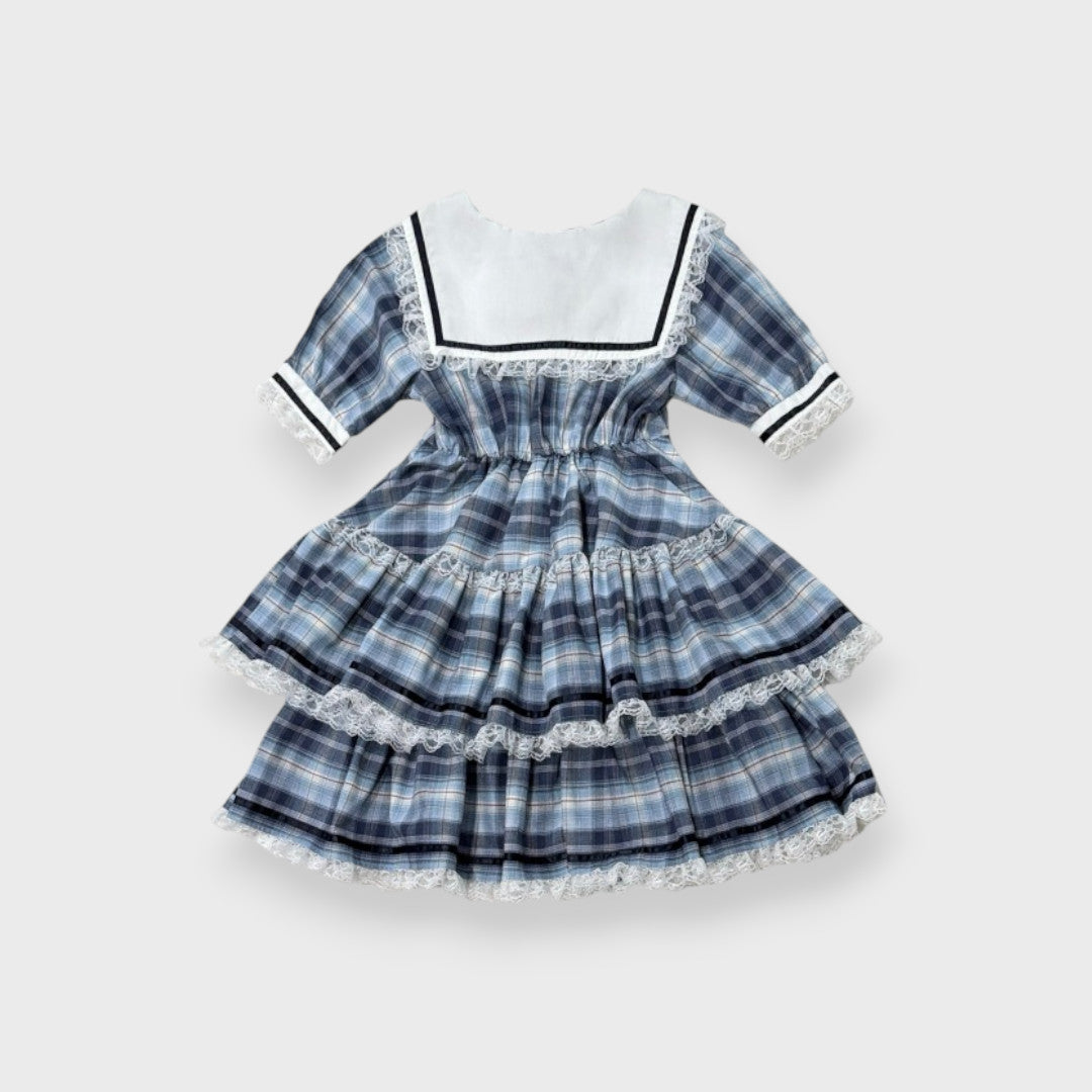 MajorettyxMayuron san BLUE SAILOR COLLAR TIERED MINI DRESS