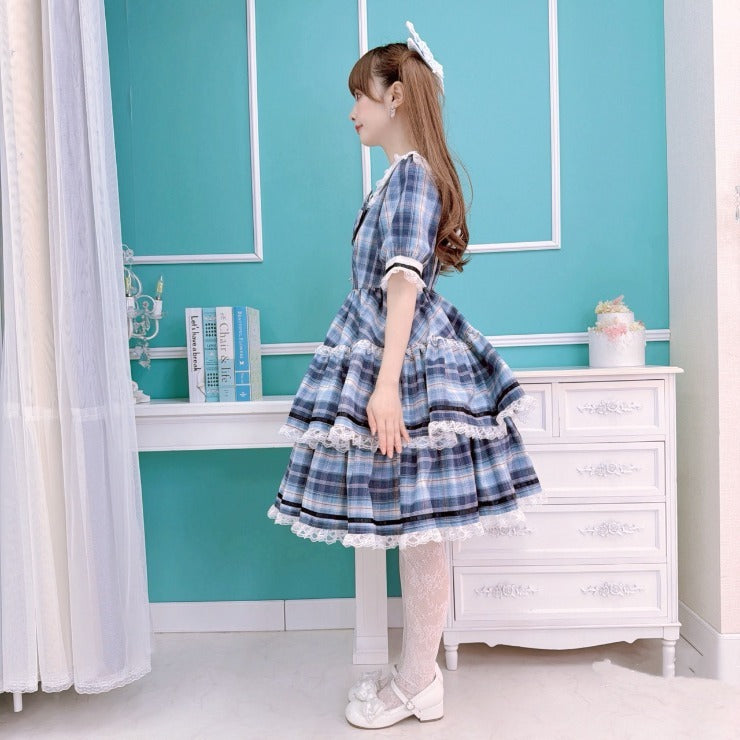 MajorettyxMayuron san BLUE SAILOR COLLAR TIERED MINI DRESS