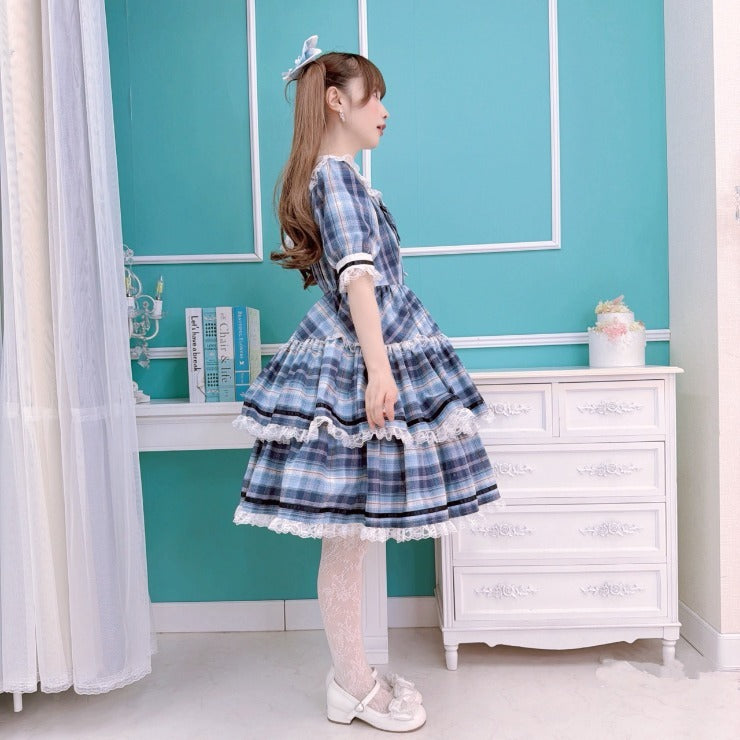 MajorettyxMayuron san BLUE SAILOR COLLAR TIERED MINI DRESS