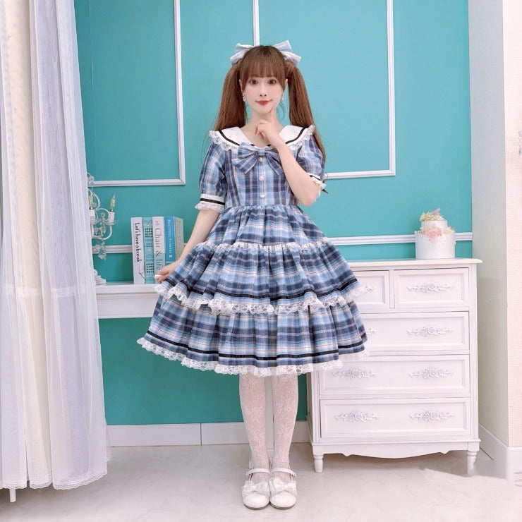 MajorettyxMayuron san BLUE SAILOR COLLAR TIERED MINI DRESS