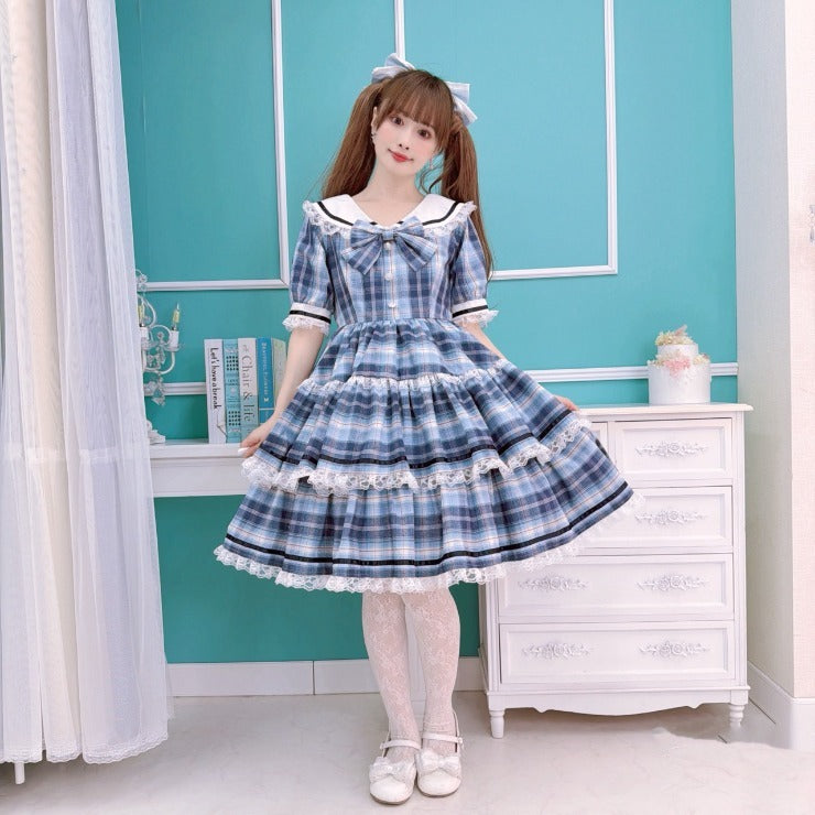 MajorettyxMayuron san BLUE SAILOR COLLAR TIERED MINI DRESS
