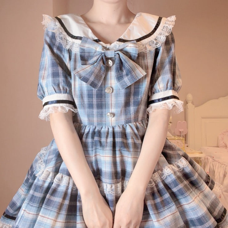 MajorettyxMayuron san BLUE SAILOR COLLAR TIERED MINI DRESS