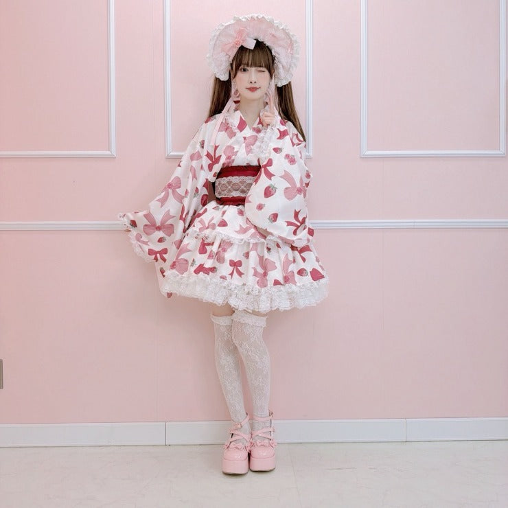 MajorettyxMayuron san STRAWBERRY RIBBON YUKATA LACE SET