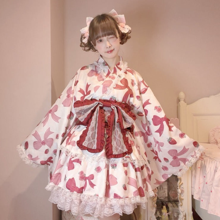 MajorettyxMayuron san STRAWBERRY RIBBON YUKATA LACE SET