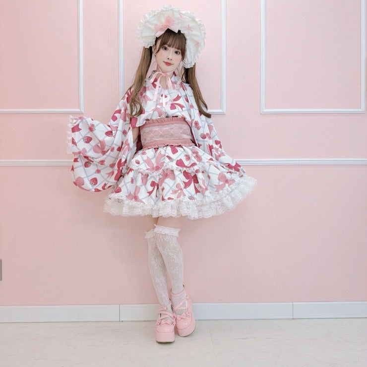 MajorettyxMayuron san STRAWBERRY RIBBON YUKATA LACE SET