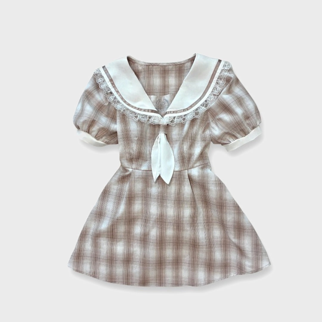 KOKONE AMAKI COLLAB SAILOR-COLLAR CHECK SET MAJORETTY