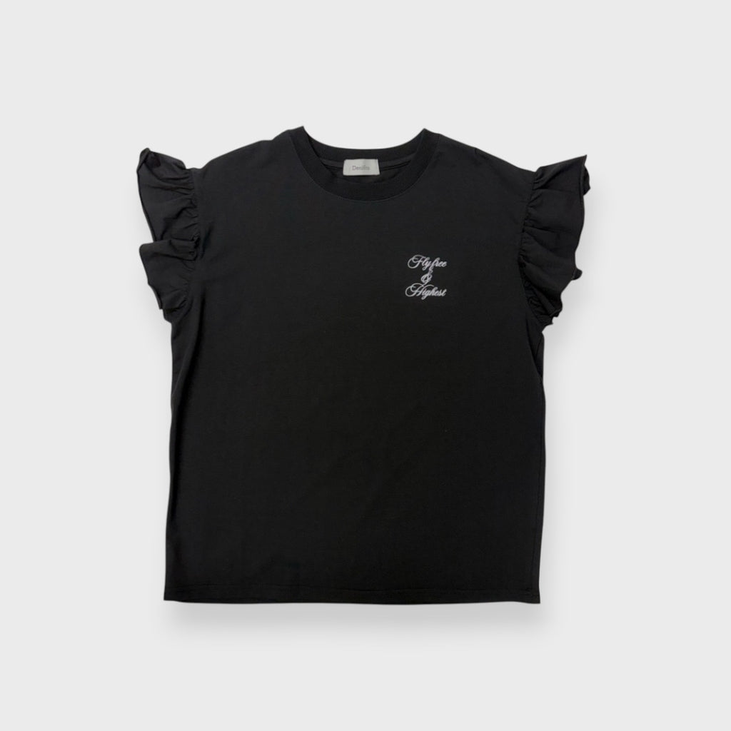 RUFFLE-SLEEVE “67” NUMBER T-SHIRT