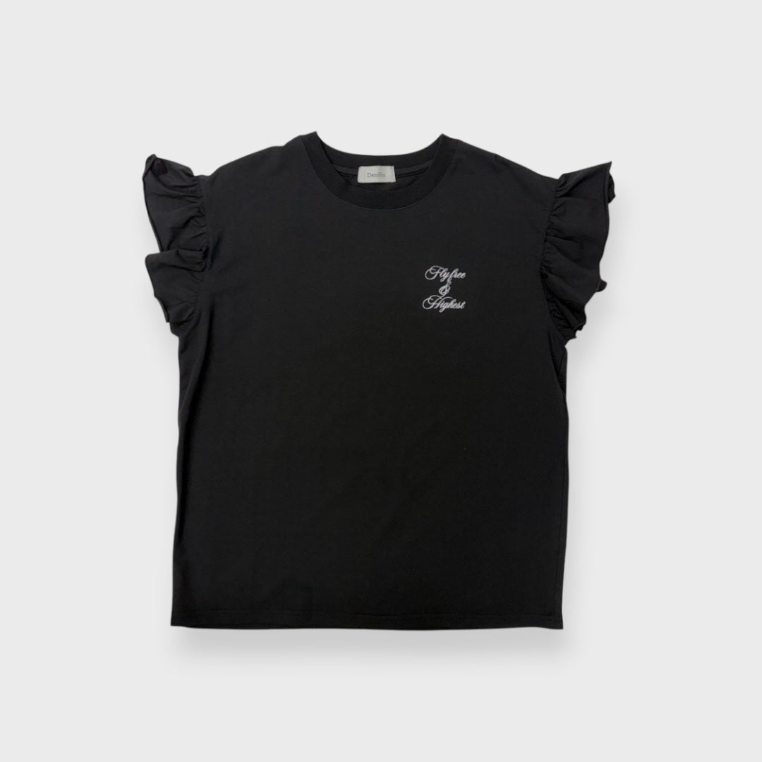 RUFFLE-SLEEVE “67” NUMBER T-SHIRT