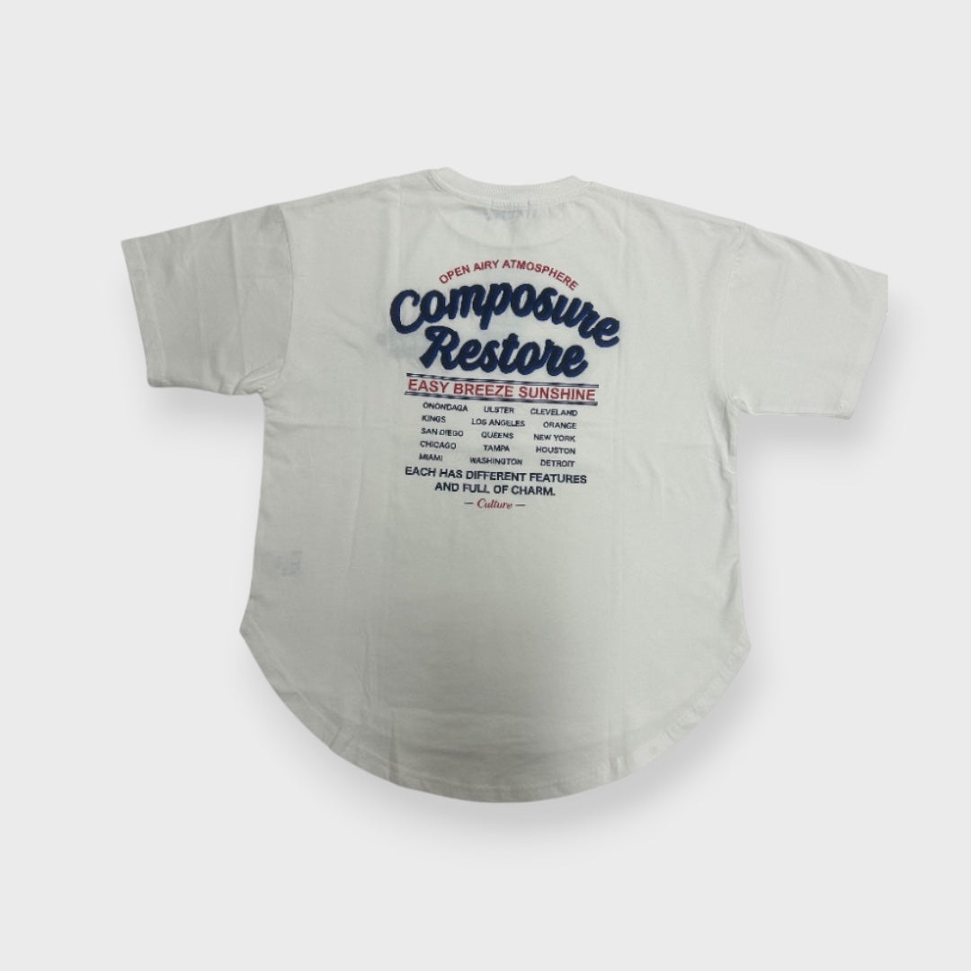 SOFT BACK-EMBROIDERY CURVE-HEM TEE
