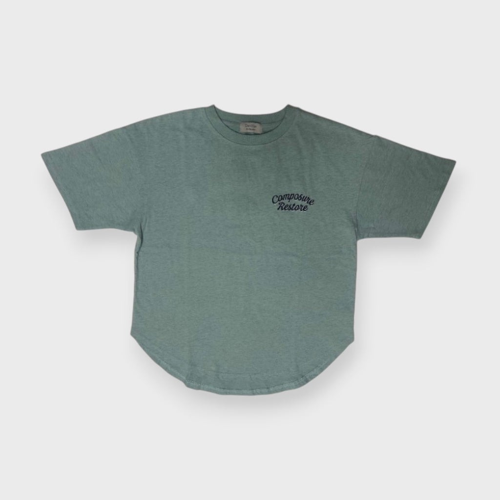 SOFT BACK-EMBROIDERY CURVE-HEM TEE