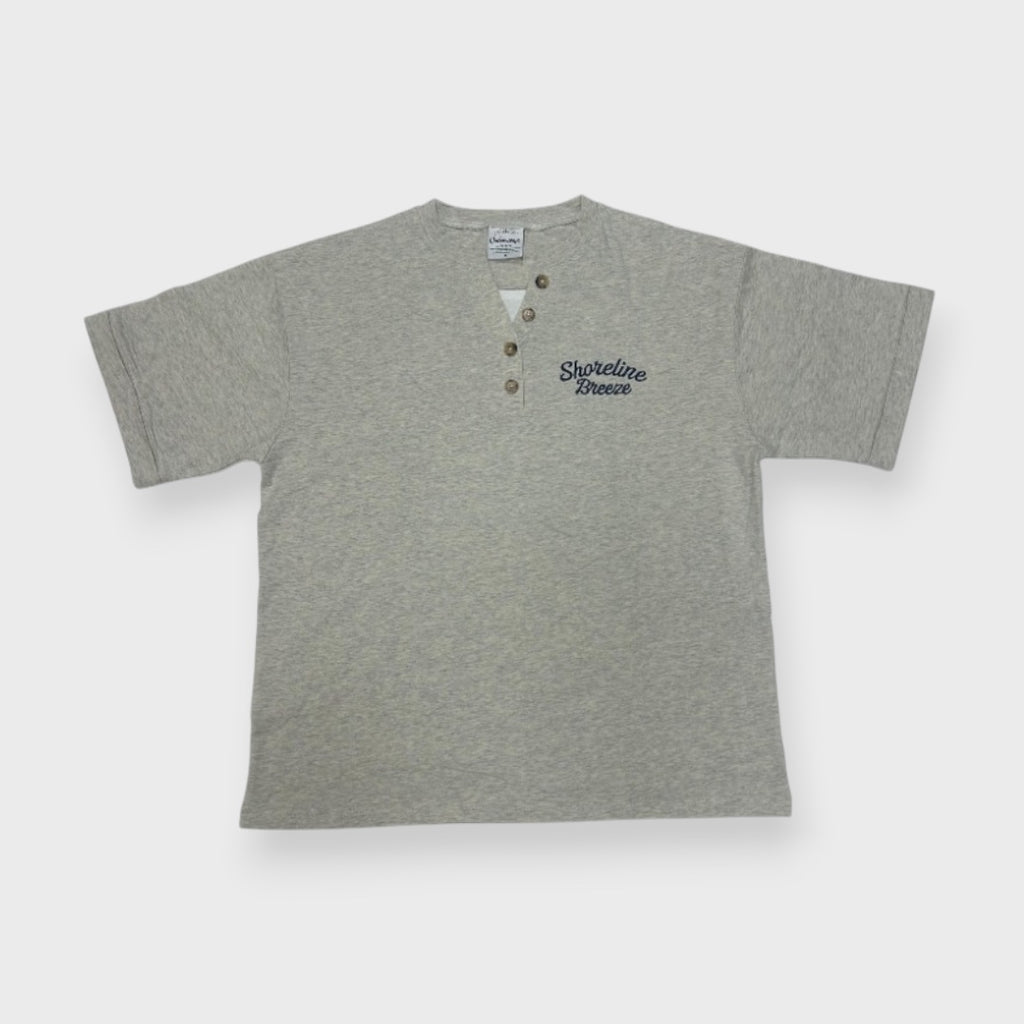 FAUX-LAYERED HENLEY NECK TEE