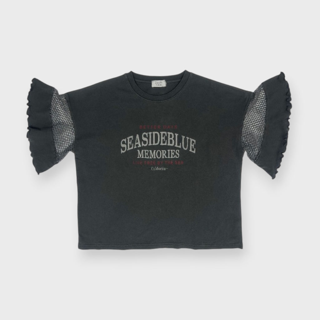MESH-FRILL “SEASIDE BLUE” TEE