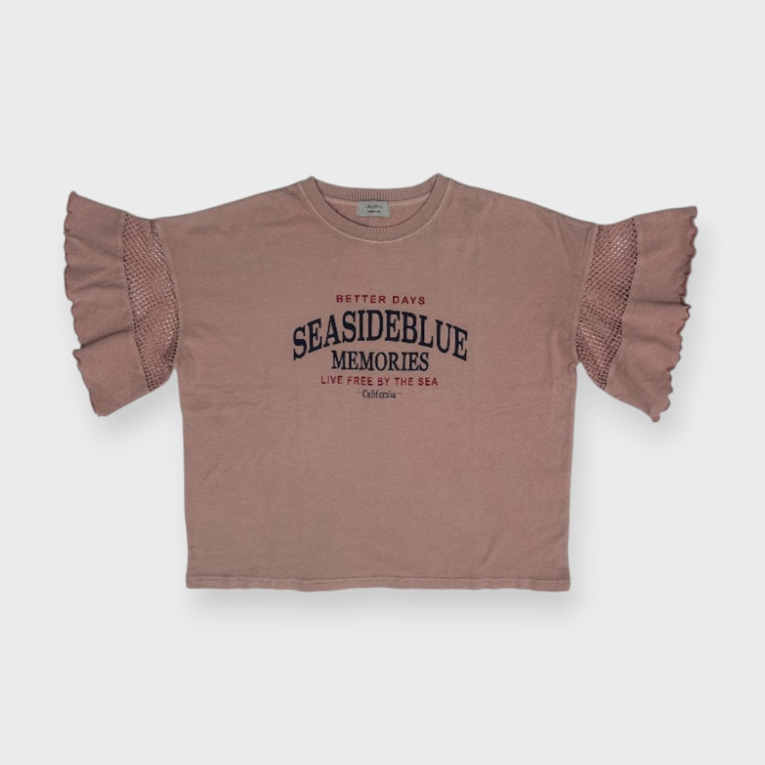 MESH-FRILL “SEASIDE BLUE” TEE
