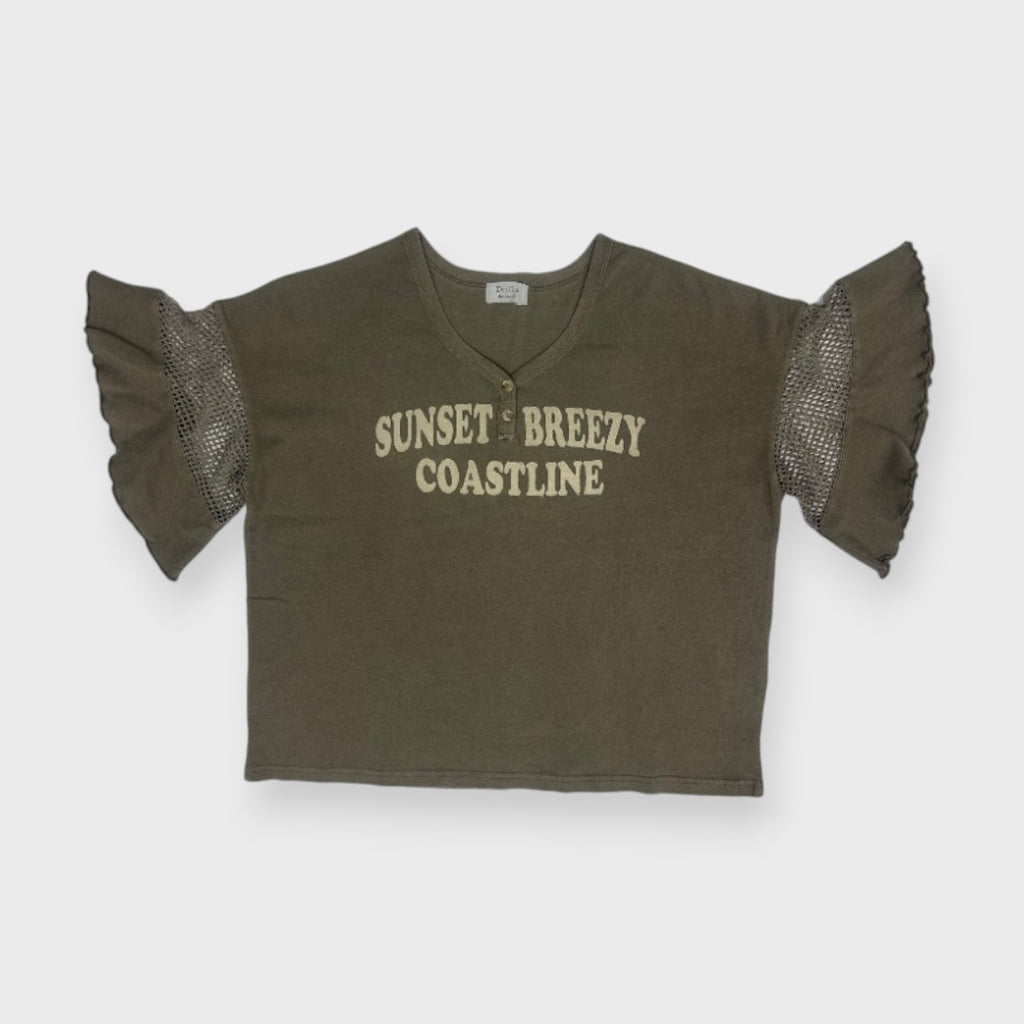 MESH-FRILL “SUNSET BREEZY” TEE
