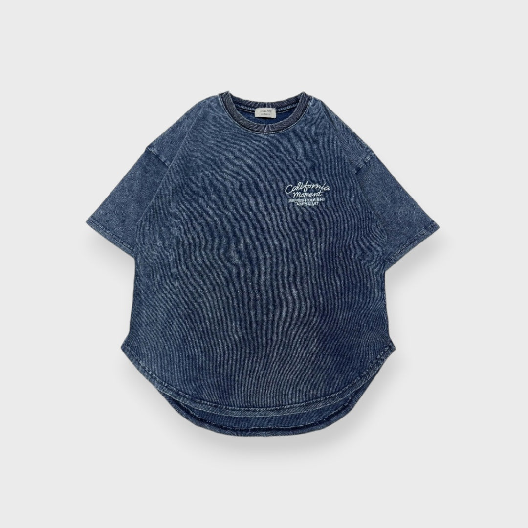 INDIGO-DYED VINTAGE MINI-LOGO TEE