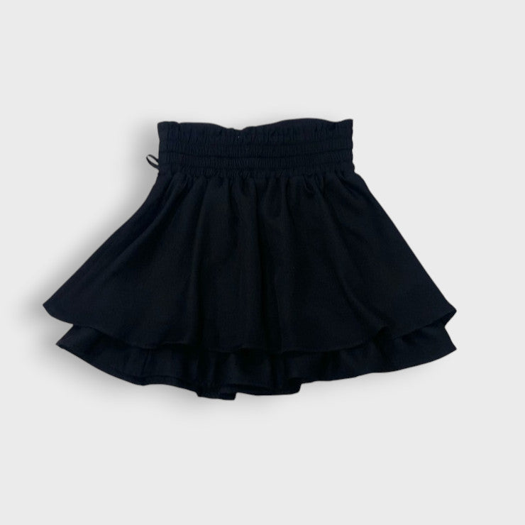 Majoretty x Kokone - Corset Skirt High-Waisted Lace-Up Black Skirt in Jirai Kei Style