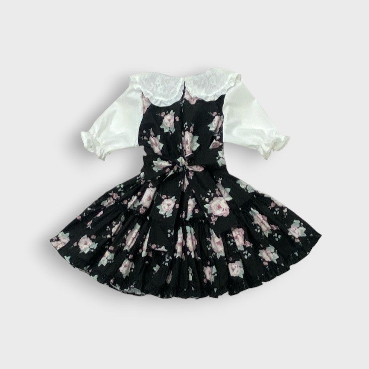 Majoretty x Kokone - Jirai Kei-Style Vintage Floral Dress  with Decorative Cute Bows