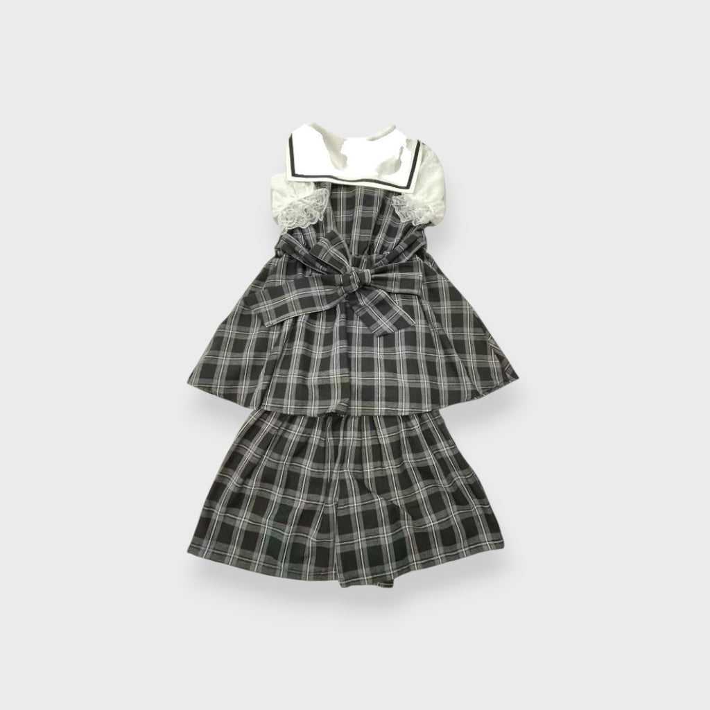 Majoretty - ชุดเซ็ตลายสก็อต เสื้อคอกะลาสีสีขาว & กางเกงลุคลูกคุณหนู