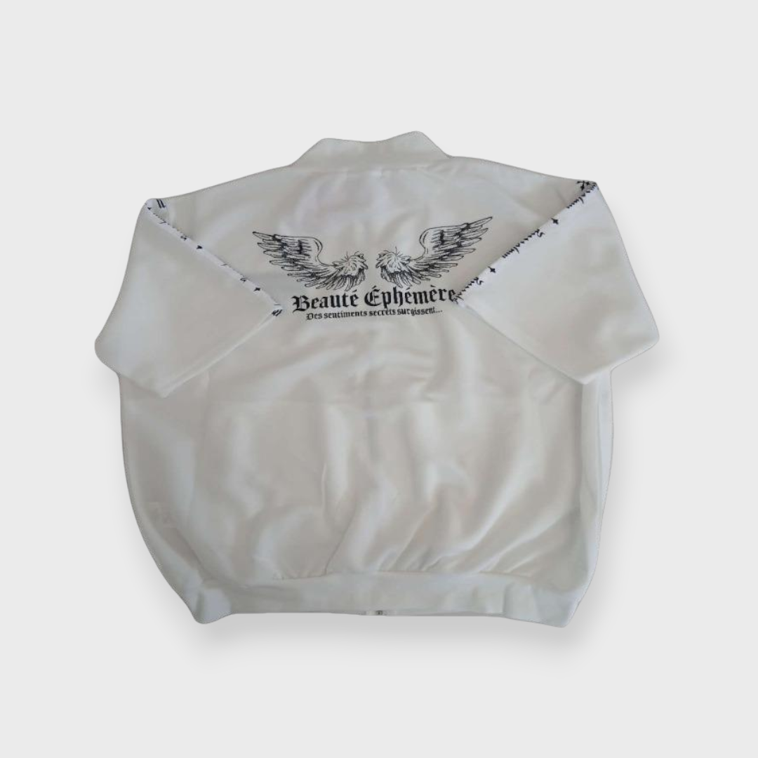 Ladies Majoretty Short-Sleeve Zip Jersey with Wings Graphic