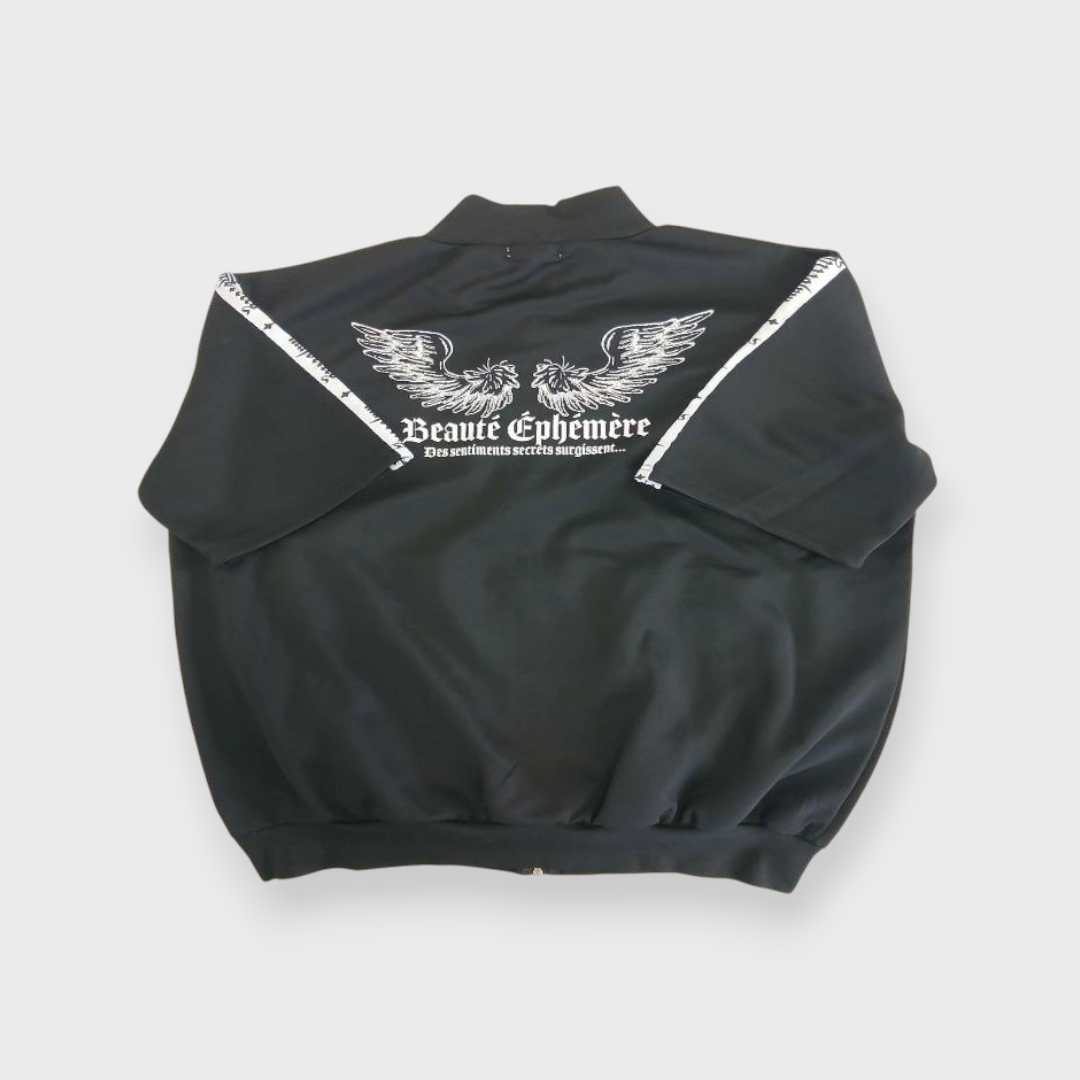 Ladies Majoretty Short-Sleeve Zip Jersey with Wings Graphic