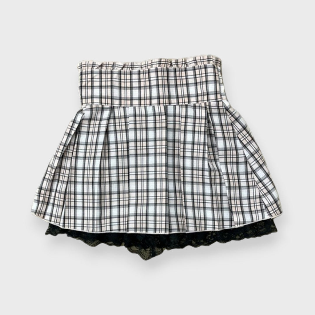 MajorettyxPifuwa chan PINK CHECK GIRLY MINI SKIRT