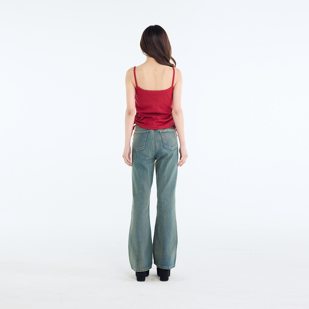 STURDY ENOUGH Spaghetti-Strap Crop Top – Cute with a Hidden Edge Featuring Adjustable Drawstrings for Mood-Based Styling