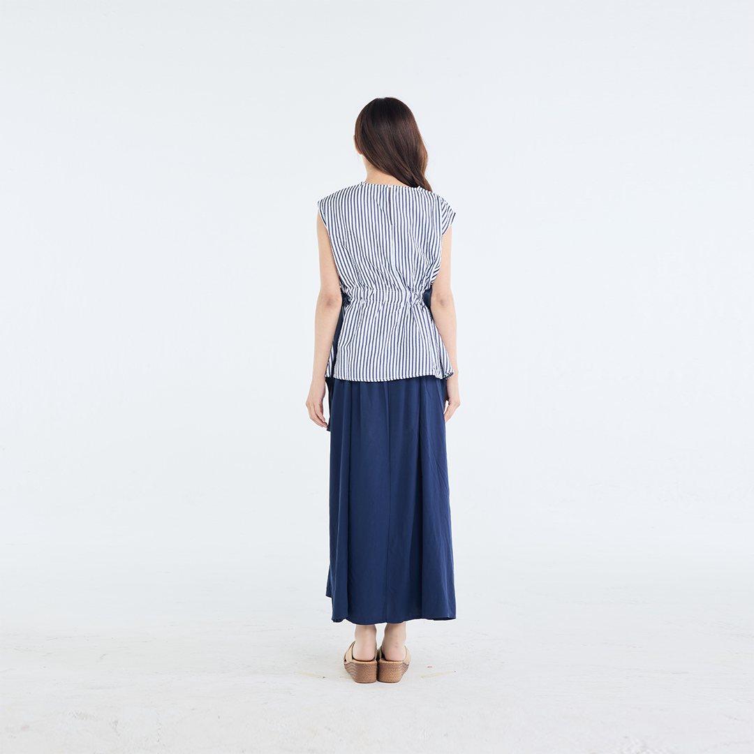 Sleeveless Stripe Top with Side Ribbons, “Simple with a Twist”