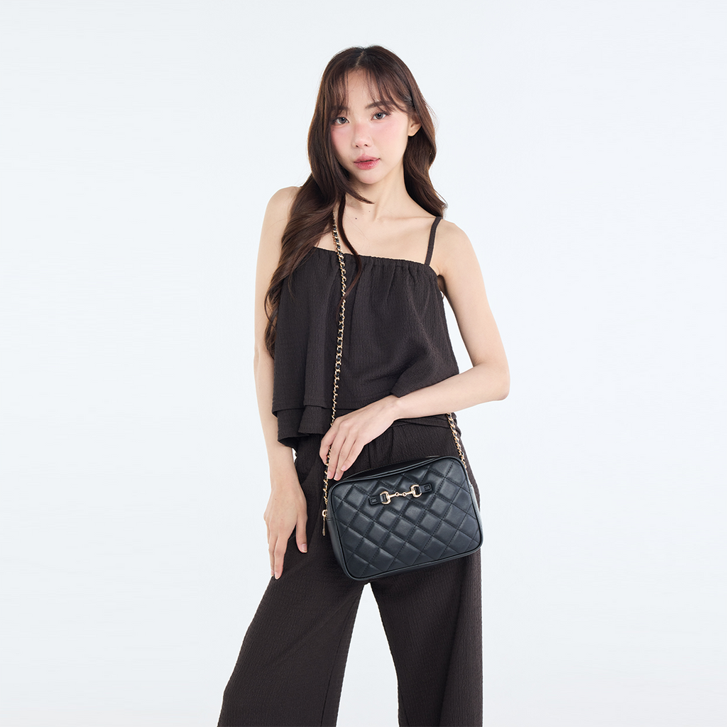 LADIES QUILTED CHAIN SHOULDER BAG