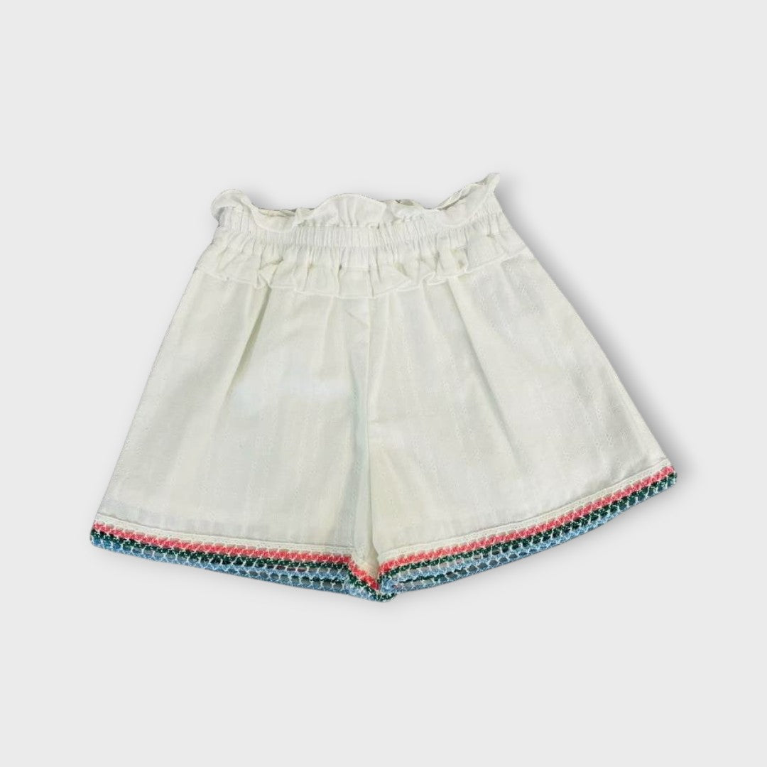Kids Easy Shorts – “Soft White with Color Trim Detail”