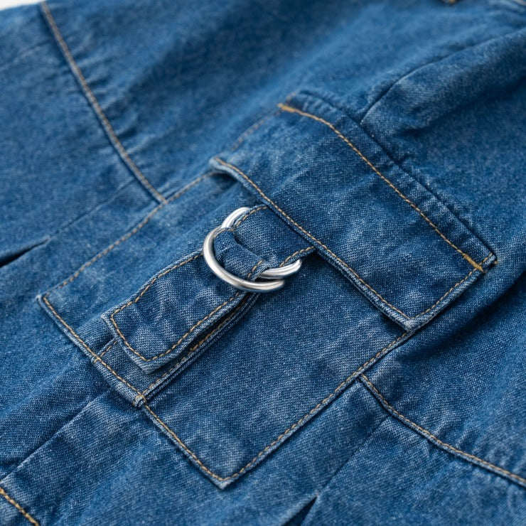 Kids Denim Pleated Skirt – “Casual Cargo-Inspired Design”