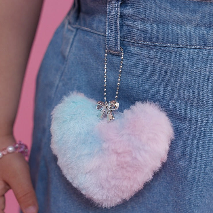 Junior Denim Skirt for Girls – Soft Cotton Jean Skirt Shorts with Pastel Heart Keychain