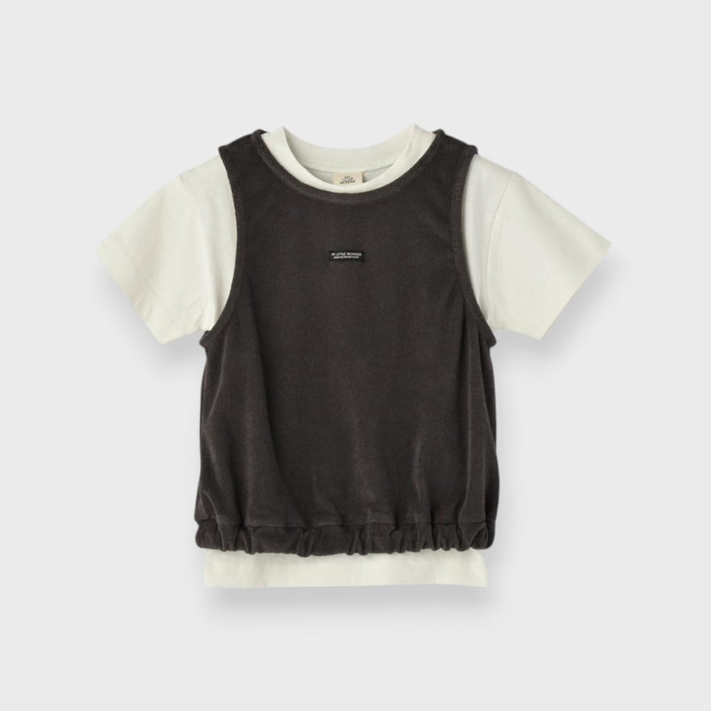 LAYERED T-SHIRT & GREEN VEST SET (90CM）