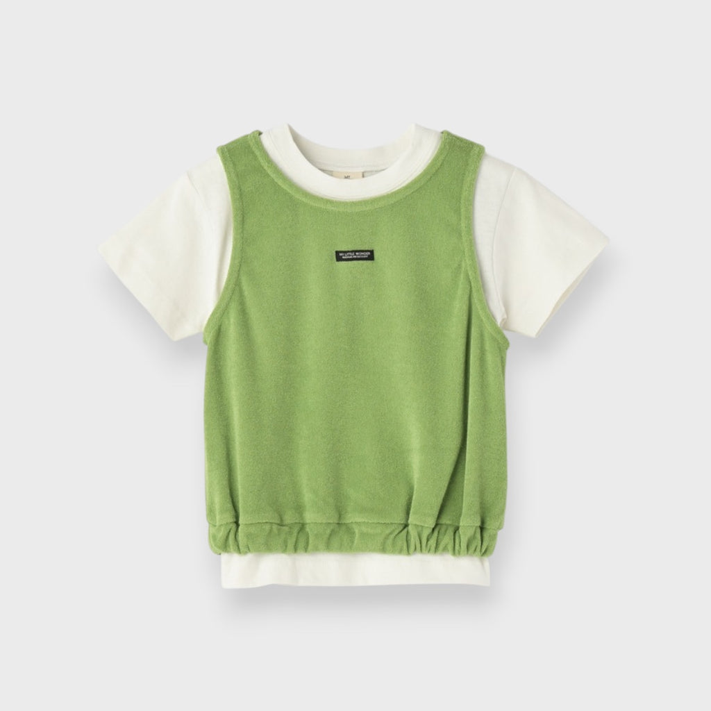 LAYERED T-SHIRT & GREEN VEST SET (100～120CM）