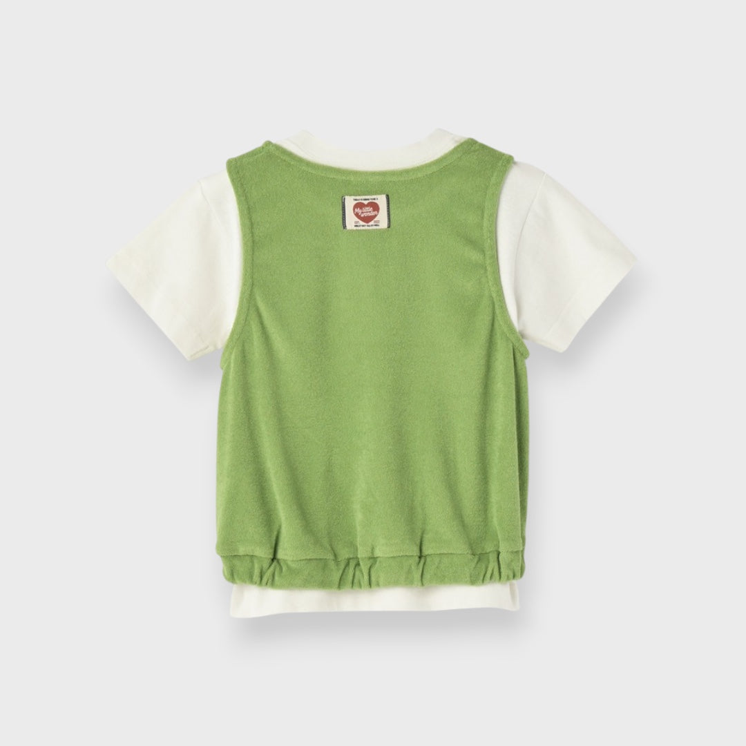 LAYERED T-SHIRT & GREEN VEST SET (100～120CM）