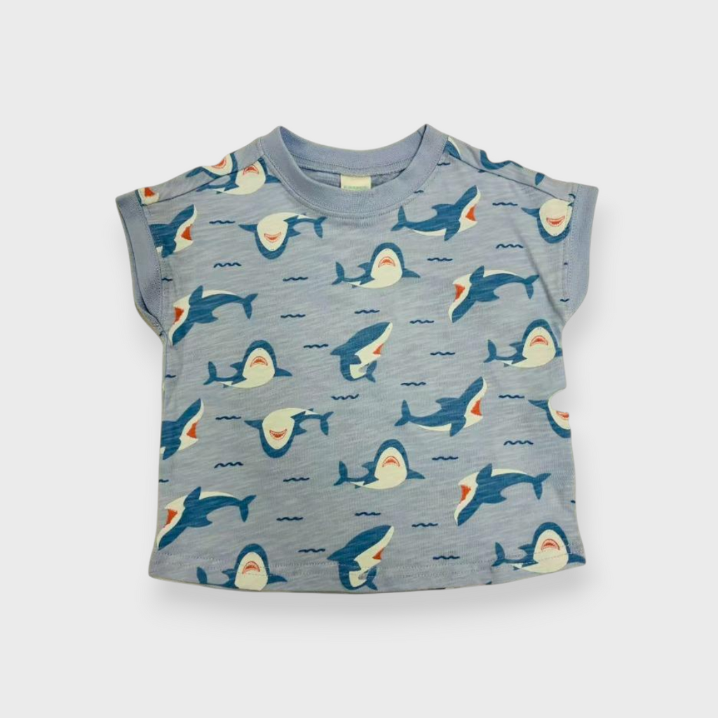 Kids (Size90cm) Shark All-Over Print Tee