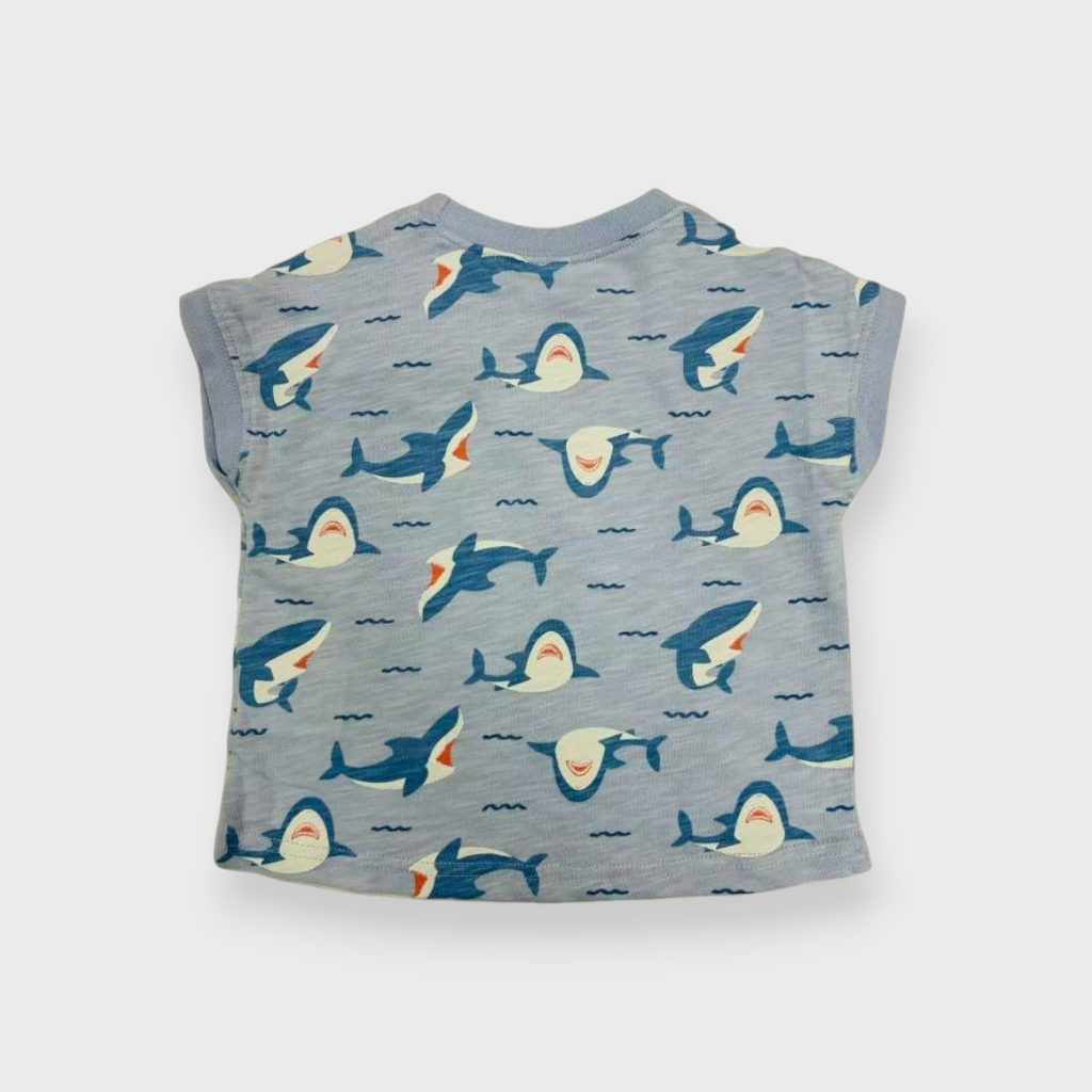 Kids (Size90cm) Shark All-Over Print Tee