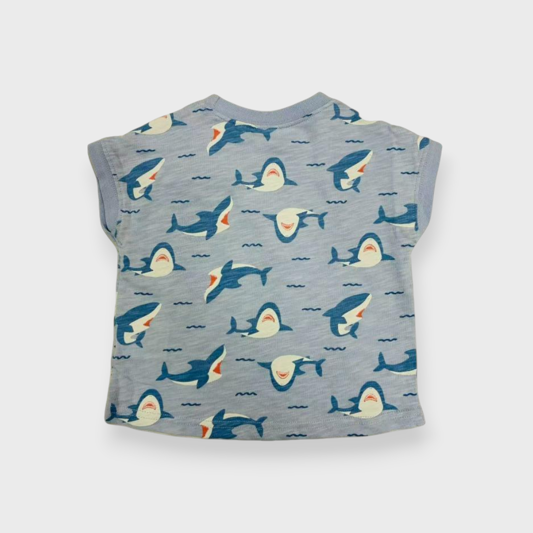 Kids (Size90cm) Shark All-Over Print Tee
