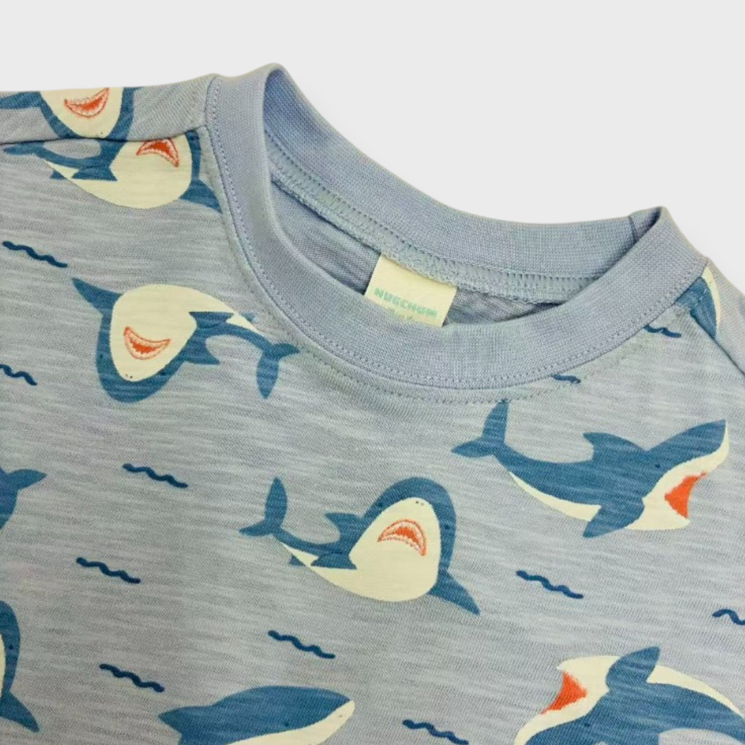 Kids (Size90cm) Shark All-Over Print Tee