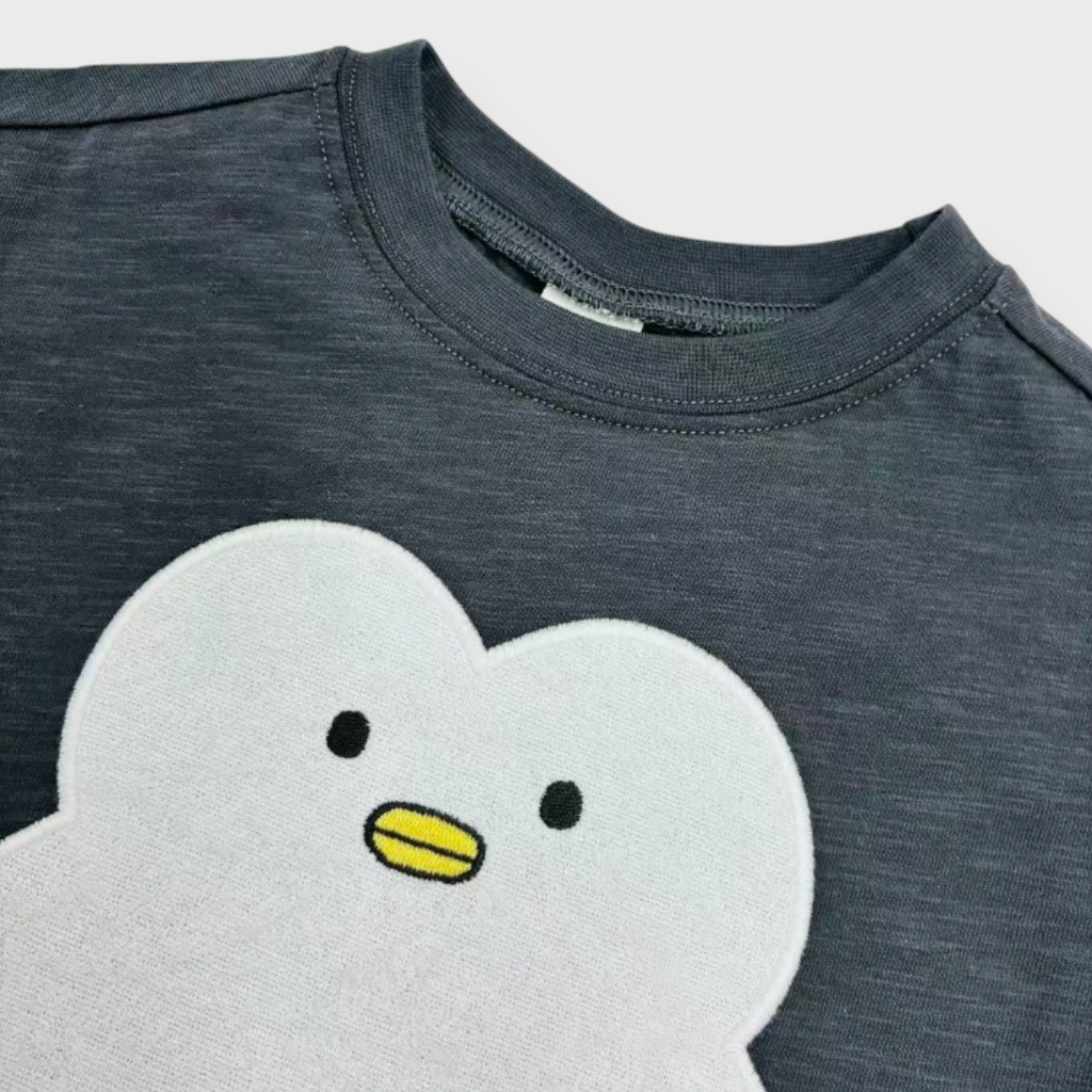 Kids (Size90-95cm) Penguin Die-Cut Tee (Charcoal)