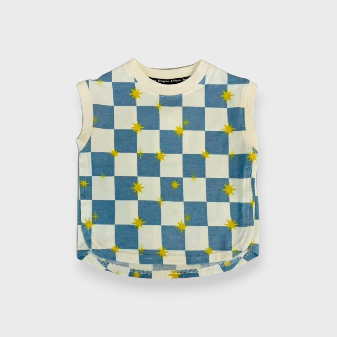 BABY STAR CHECK PATTERN T-SHIRT (90CM)
