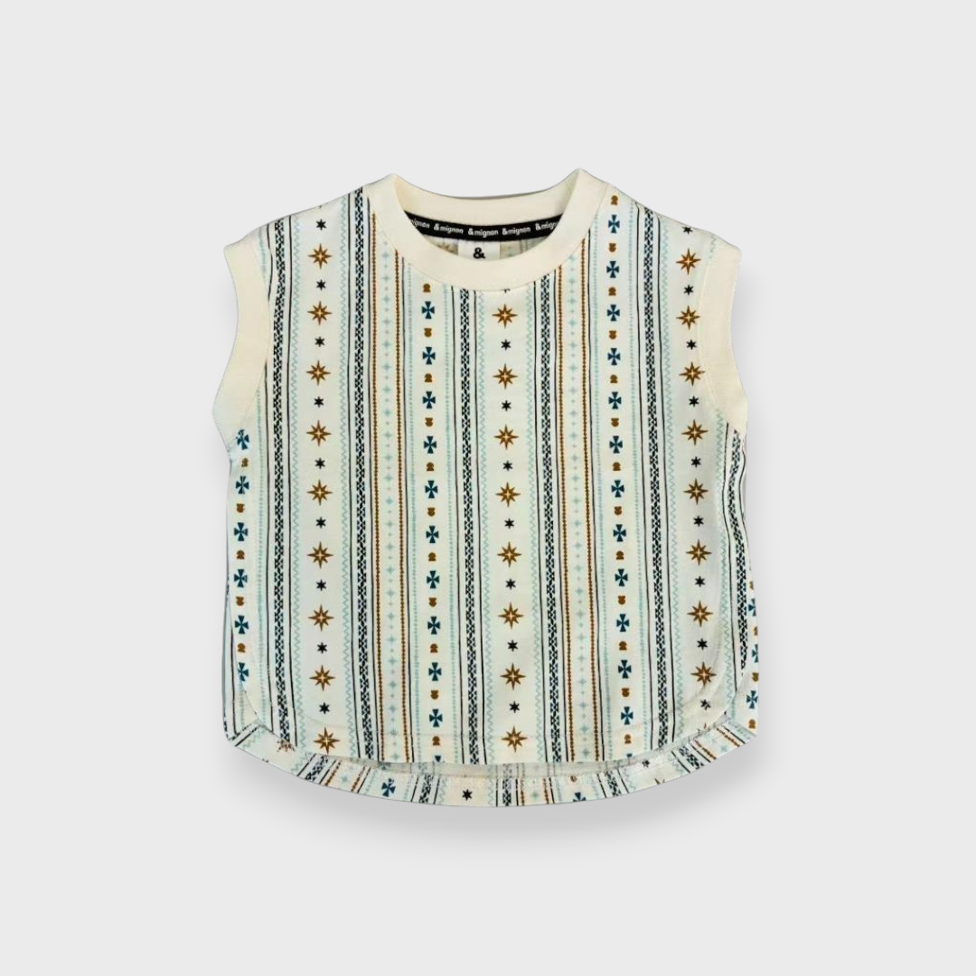 BABY GEOMETRIC STRIPE SLEEVELESS T-SHIRT (90CM)
