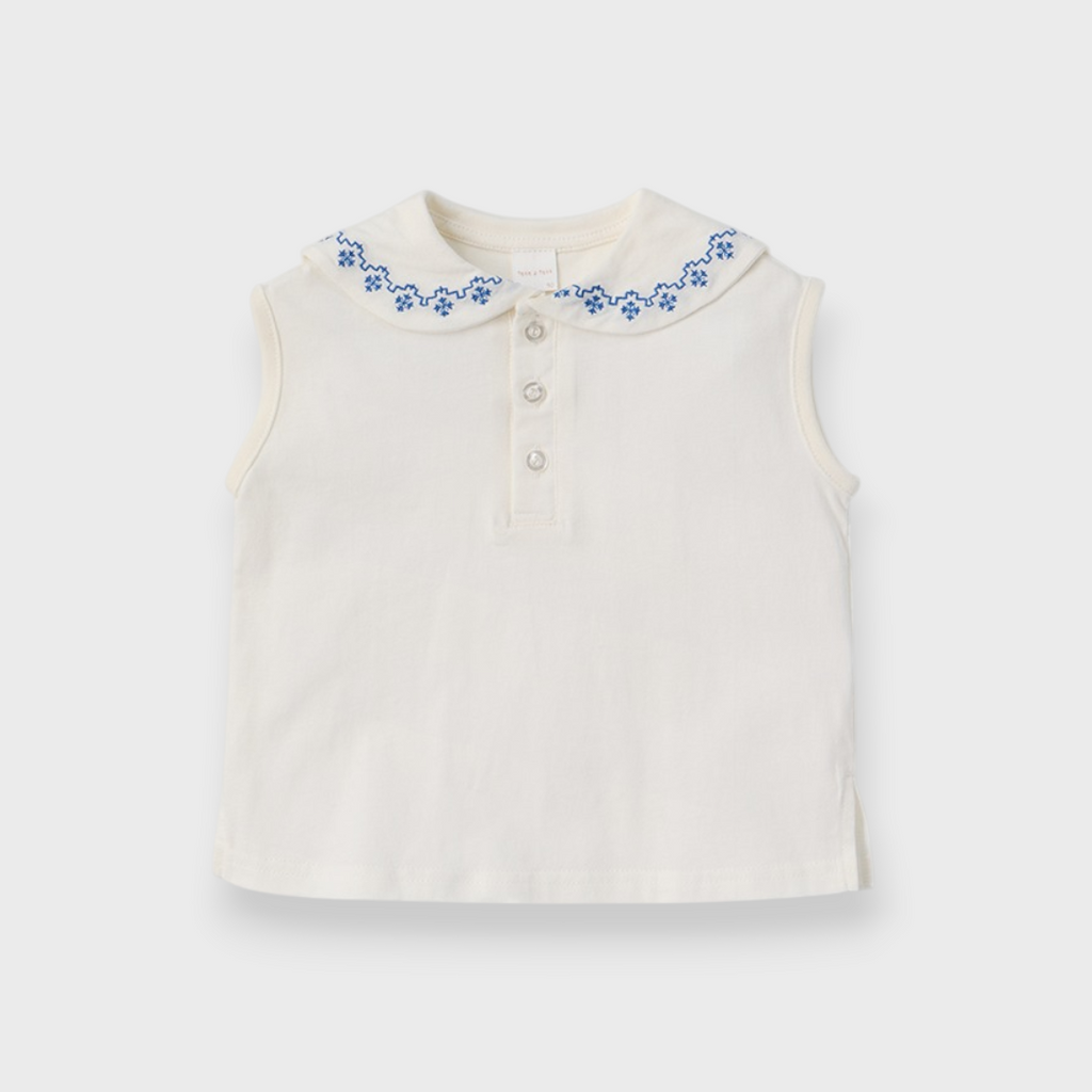 Kids (Size 90cm) Embroidered Collar Top