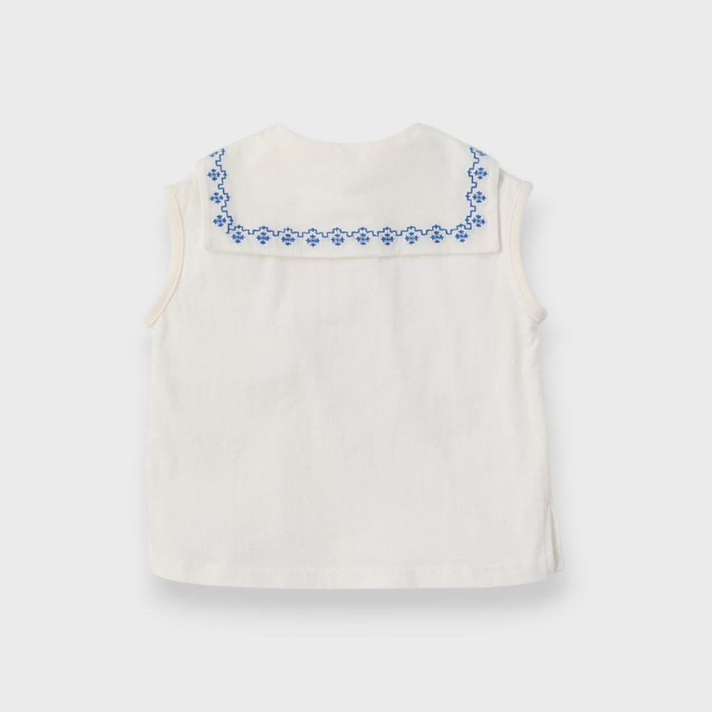 Kids (Size 90cm) Embroidered Collar Top