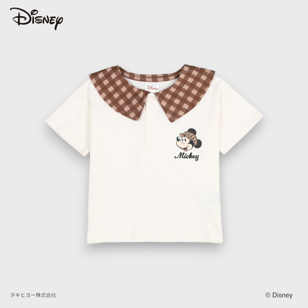 KIDS DISNEY - MICKEY SHORT SLEEVE BABY T-SHIRT BROWN (80～95cm)
